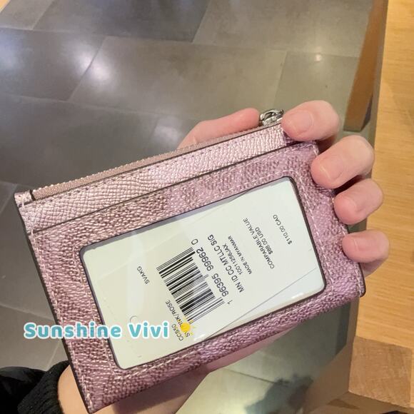 NWT Coach Mini Skinny Id Case In Signature Canvas CCS50 Pink Ro - Picture 3 of 4